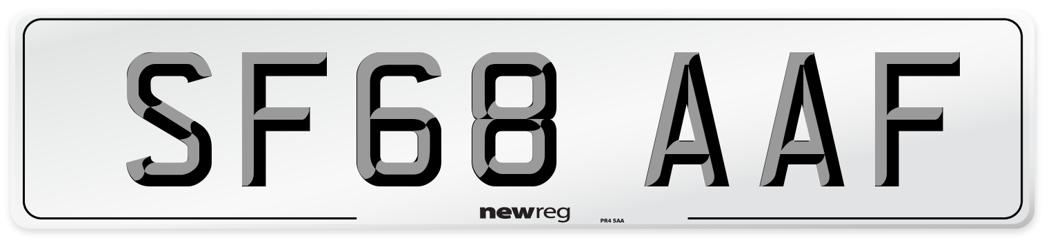 SF68 AAF Number Plate from New Reg